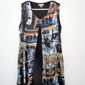 Lipstick Long Soft Vest with Pockets Size M